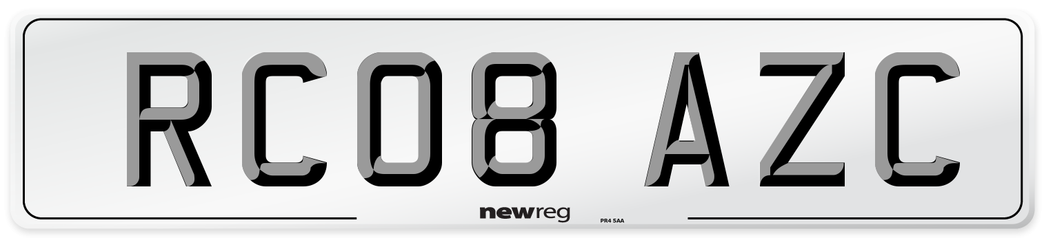 RC08 AZC Number Plate from New Reg